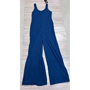 Fawn Fit Navy Blue Wide Leg Jumpsuit Tank Top Scoop Neck Athletic Athleisure S